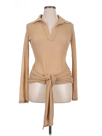 Fashion Nova Long Sleeve Top Tan Turtleneck Tops