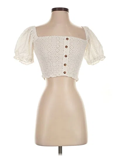 Pre-owned Fashion Nova Short Sleeve Blouse In Ivory