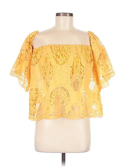 Pre-owned Fashion Nova Short Sleeve Blouse In Yellow