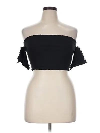 Fashion Nova Short Sleeve Top Black Strapless Neckline Tops