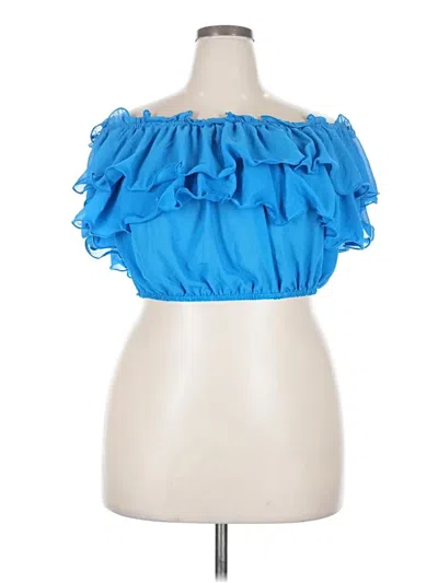 Pre-owned Fashion Nova Sleeveless Blouse In Blue