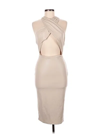 Pre-owned Fashion Nova Sleeveless Top Tan Halter Neckline Tops