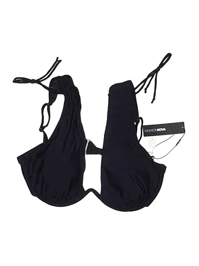 Fashion Nova Swimsuit Top Black Solid Pattern Swimwear