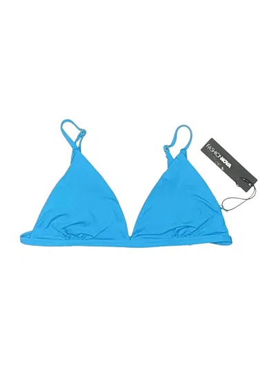 Pre-owned Fashion Nova Swimsuit Top Blue Solid Pattern Swimwear