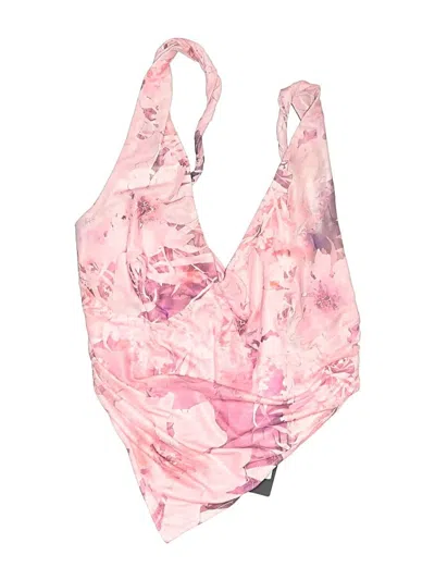 Pre-owned Fashion Nova Swimsuit Top Pink Tie-dye Pattern Swimwear