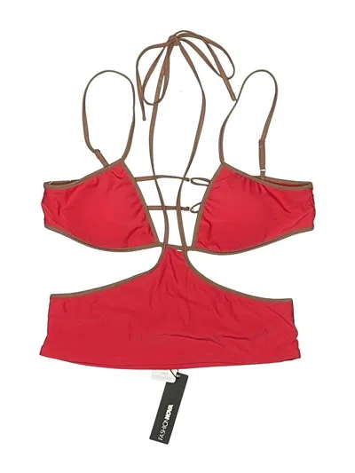 Fashion Nova Swimsuit Top Red Solid Pattern Swimwear