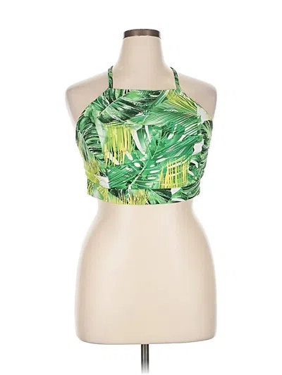 Pre-owned Fashion Nova Tank Top Green Halter Neckline Tops