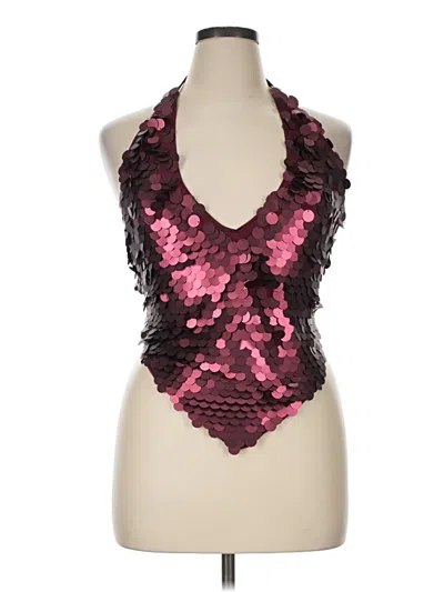 Pre-owned Fashion Nova Tank Top Pink Halter Neckline Tops