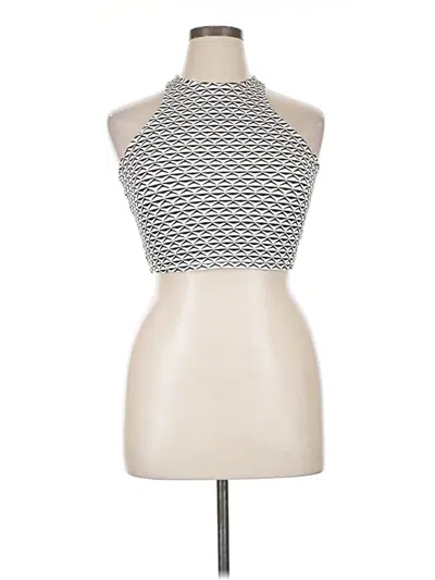 Pre-owned Fashion Nova Tank Top Silver Halter Neckline Tops