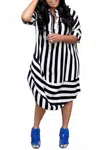 Fashion Nova Zelda Striped Shirt Midi Dress In Black/ White In Black