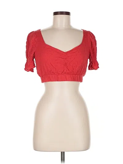 Pre-owned Fashion On Earth Short Sleeve Top Red Sweetheart Neckline Tops