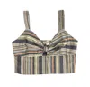 Fashion On Earth Women's Bra Striped Crop Top In Multicolor In Multi