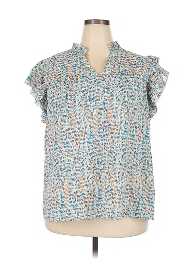 Pre-owned Fashion Short Sleeve Blouse In Blue