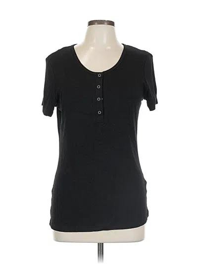 Pre-owned Fashion Short Sleeve Top Black Scoop Neck Tops