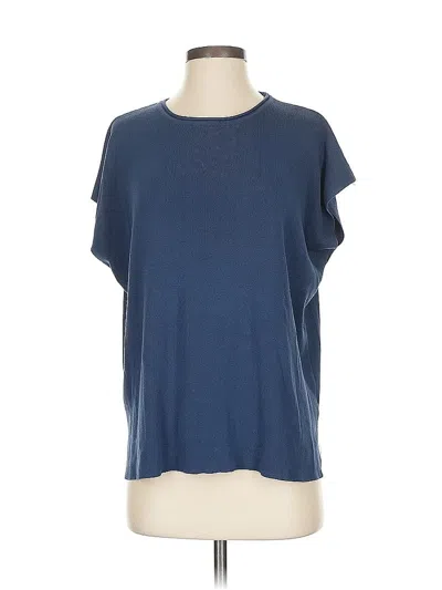 Pre-owned Fashion Short Sleeve Top Blue Crew Neck Tops