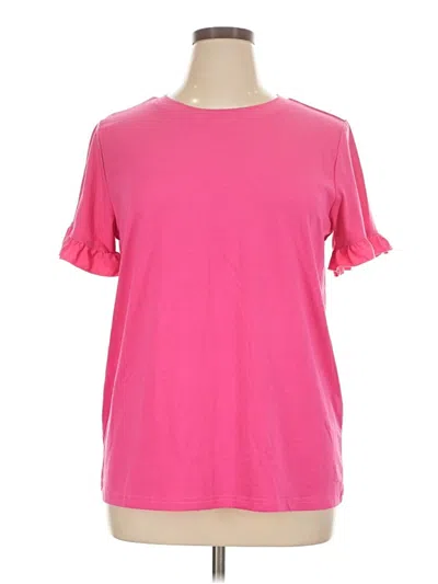 Fashion Short Sleeve Top Pink Crew Neck Tops