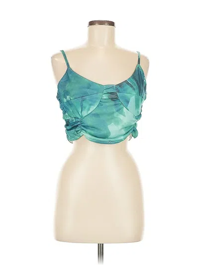 Pre-owned Fashion Sleeveless Top Teal Strapless Neckline Tops In Blue