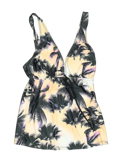 Pre-owned Fashion Swimsuit Top Black Print Pattern Swimwear