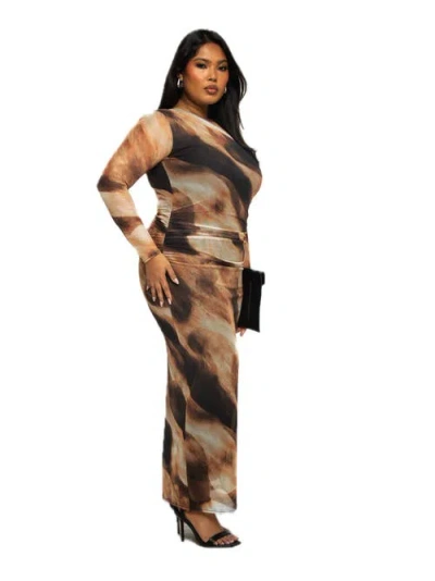 Fashion-szn Curve Abstract Print Midaxi Dress