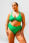Fashion-szn Curve Curve Crinkle Trim Detail Bikini Set In Green