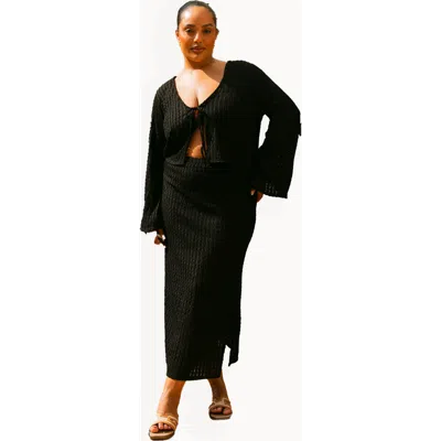 Fashion-szn Curve Curve Crochet Resort Midi Skirt In Black