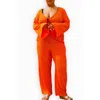 Fashion-szn Curve Curve Crochet Tie Front Flare Sleeve Top In Orange
