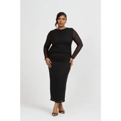 Fashion-szn Curve Curve Long Sleeved Midaxi Dress In Black