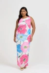 Fashion-szn Curve Curve Mesh Maxi Dress In Pink