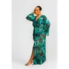 Fashion-szn Curve Curve Palm Print Twist Front Kaftan In Green