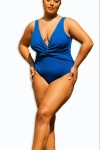 Fashion-szn Curve Curve Twist Front Sculpting Swimsuit In Blue