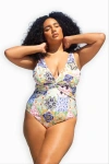 Fashion-szn Curve Curve Twist Front Sculpting Swimsuit In Multi