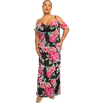 Fashion-szn Curve Elegant Short Sleeve Floral Maxi Dress