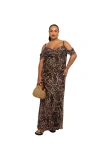 Fashion-szn Curve Leopard Print Mesh Maxi Dress In Brown