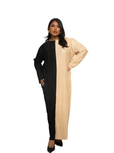 Fashion-szn Curve Long Sleeve Colour Block Midaxi Dress