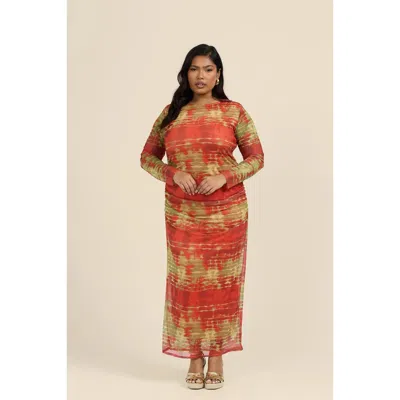 Fashion-szn Curve Long Sleeve Maxi Dress In Multi