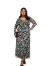 Fashion-szn Curve Long Sleeve Monochrome Print Midi Dress