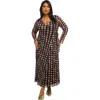 Fashion-szn Curve Long Sleeve Polka Dot Wrap Midaxi Dress