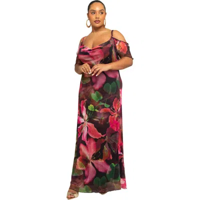 Fashion-szn Curve Mesh Floral Printed Maxi Dress