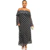 Fashion-szn Curve Mesh Polka Dot Long Sleeve Midi Dress