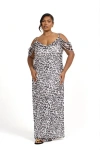 Fashion-szn Curve Off The Shoulder Leopard Maxi Dress In Animal Print