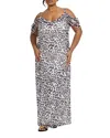 Fashion-szn Curve Off The Shoulder Leopard Maxi Dress In White