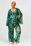 Fashion-szn Curve Palm Print Wide Leg Resort Pants In Green