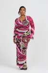 Fashion-szn Curve Plus Size Abstract Print Maxi Dress In Pink