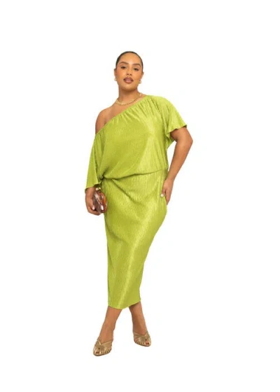 Fashion-szn Curve Plus Size Chevron Midaxi Dress In Green