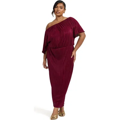 Fashion-szn Curve Plus Size Plisse Midaxi Dress In Burgundy