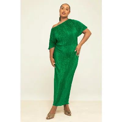 Fashion-szn Curve Plus Size Plisse Midaxi Dress In Green