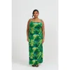 Fashion-szn Curve Print Trim Maxi Dress In Green