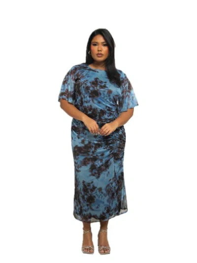 Fashion-szn Curve Short Sleeve Abstract Mesh Midi Dress