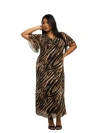 Fashion-szn Curve Short Sleeve Zebra Print Mesh Midi Dress