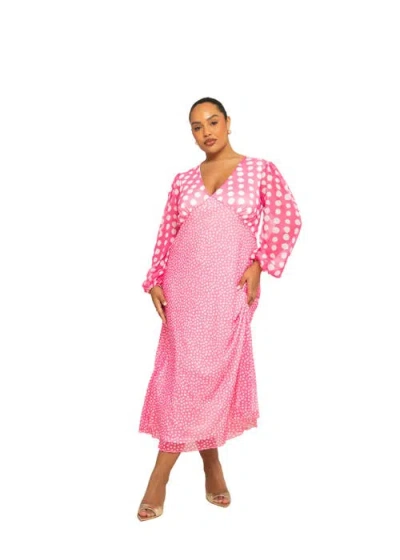 Fashion-szn Curve Vibrant Polka Dot Mesh Midi Dress
